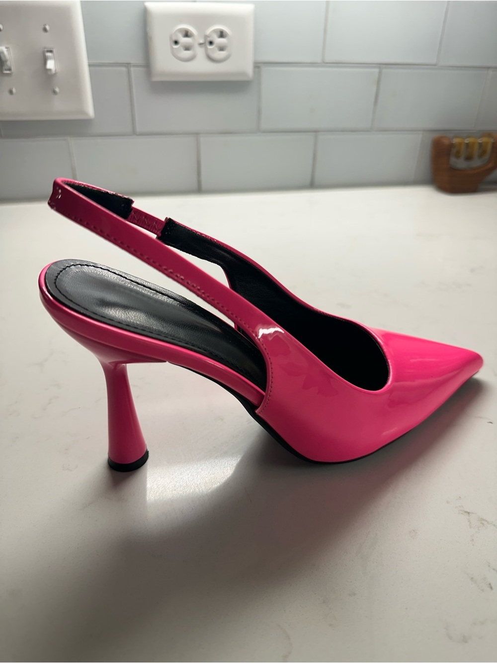 Hot Pink Patent Slingback Heels for Women
